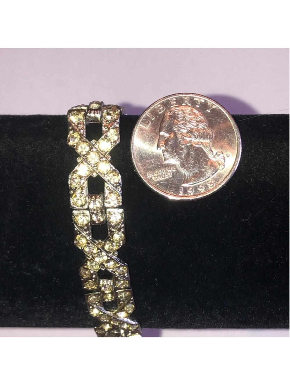 Angel Brand Signed Vintage Silver Tone Crystal Rhinestone Bracelet - Picture 6 of 9